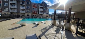 Sparkling pool with sunbathing ledge